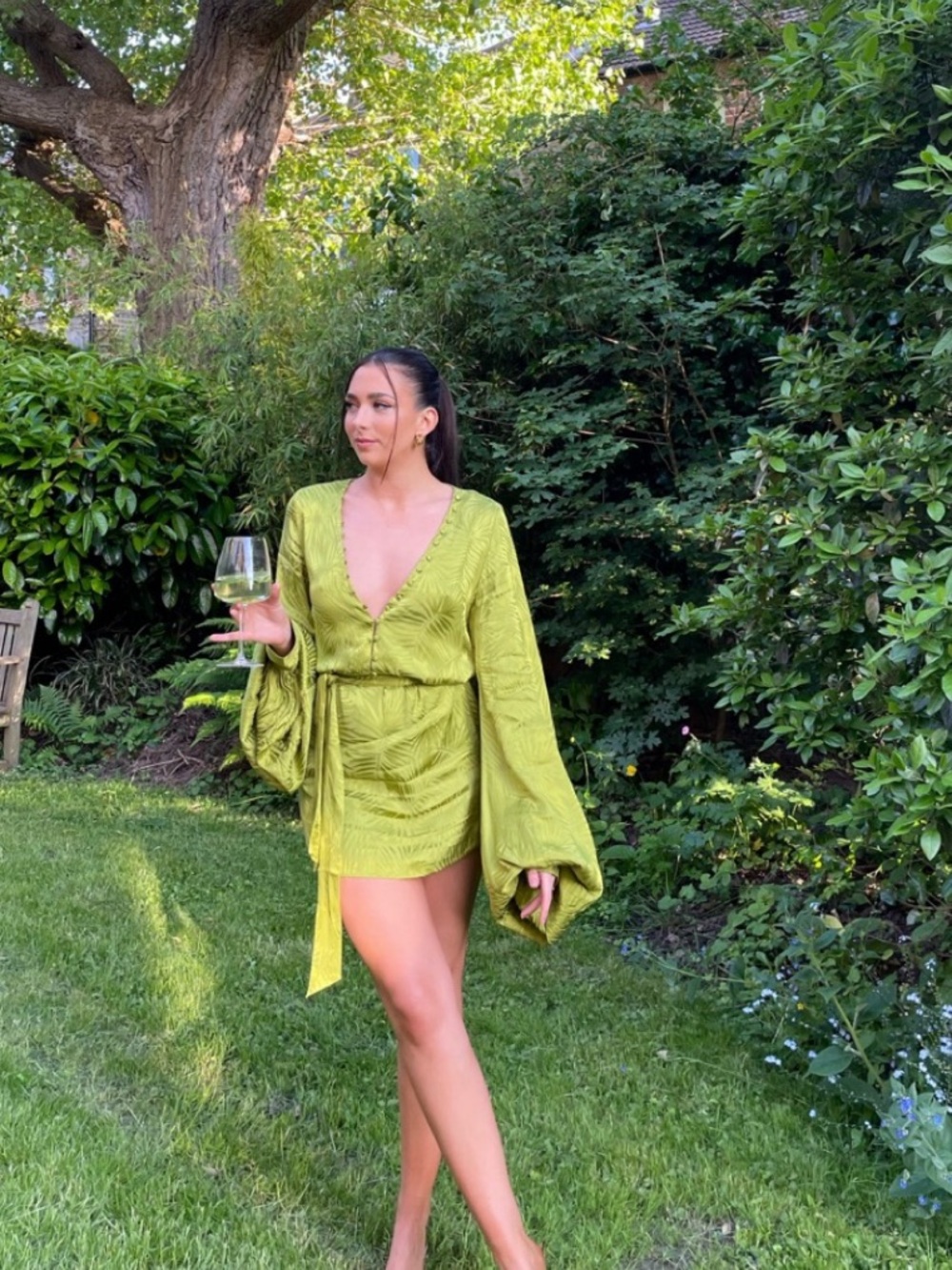 🌴 Women’s Rat & Boa Cypress Green Harlequin Dress 🌴 - Picture 2 of 13